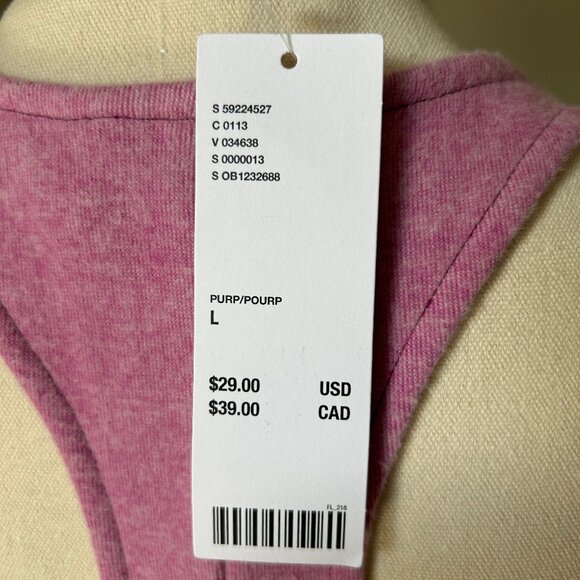 NWT Urban Outfitters Large Purple Raw Hem Fleece Crop Tank Top - Picture 5 of 15